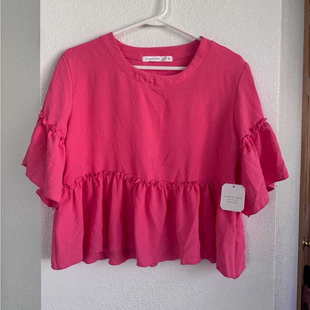 Altar'd State Pink Peplum Top